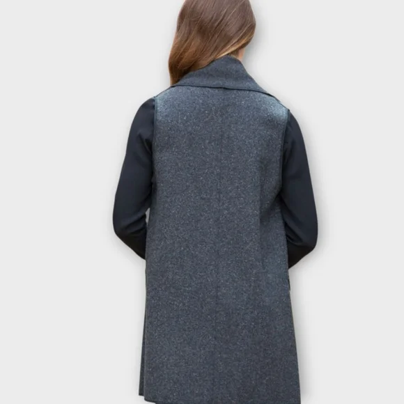 Janska Charcoal Cascade Vest Open Front Drape Pockets Made In USA Womens S M - Picture 13 of 16